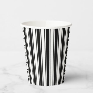 Black And White Ticking Stripes Paper Cup