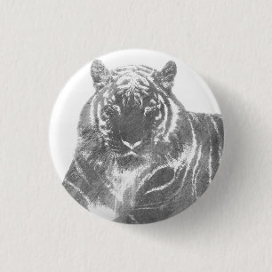 Black and White Tiger 3 Cm Round Badge