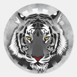 Black And White Tiger Classic Round Sticker