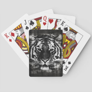 Black and White Tiger Face Close-Up 2 Playing Cards