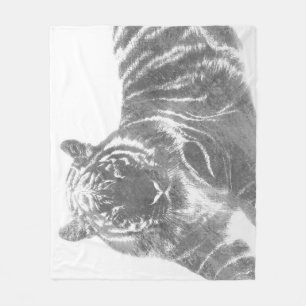 Black and White Tiger Fleece Blanket