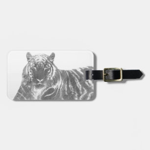 Black and White Tiger Luggage Tag