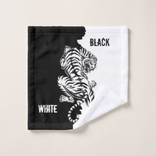 Black and white tiger luggage tag trifold wallet l bath towel set