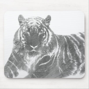 Black and White Tiger Mouse Pad