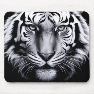 black and white tiger mouse pad