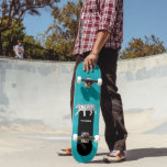 Black and White Tiger on Teal Personalised Skateboard<br><div class="desc">This cool teal blue coloured skateboard has an illustration of a white tiger with black stripes. This board is ready to be personalised with a name or other text in white lettering against a black background.</div>