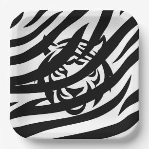 Black and White Tiger Paper Plate