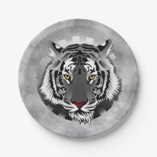 Black and White Tiger Paper Plate