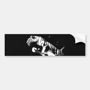 Black and White Tiger Pop Art Bumper Sticker