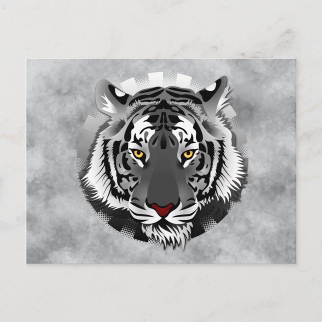 Black And White Tiger Postcard (Front)