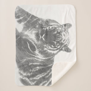 Black and White Tiger Sherpa Blanket