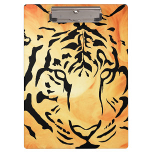 Black and White Tiger Silhouette Clipboard