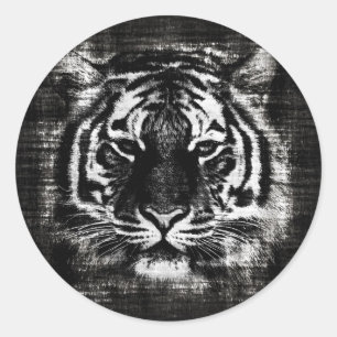 Black and White Tiger Vintage Sticker