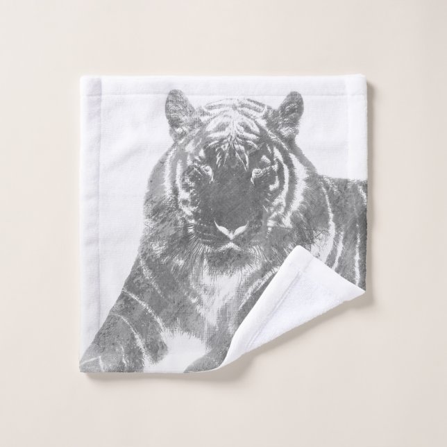 Black and White Tiger Wash Cloth (Wash Cloth)