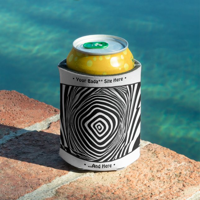 Black and White Time-Warp Style Illusion  Can Cooler (In Situ Pool)