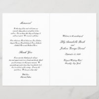 Black and White Timeless Budget Wedding Program