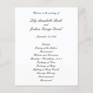 Black and White Timeless Budget Wedding Program Flyer