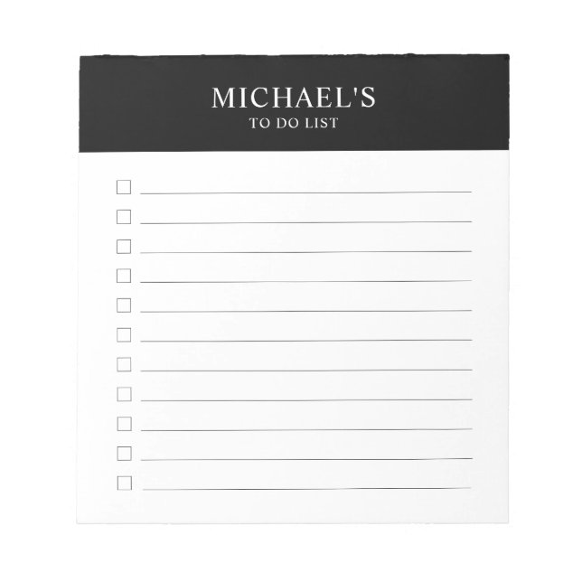 Black and White To Do List Notepad (Front)