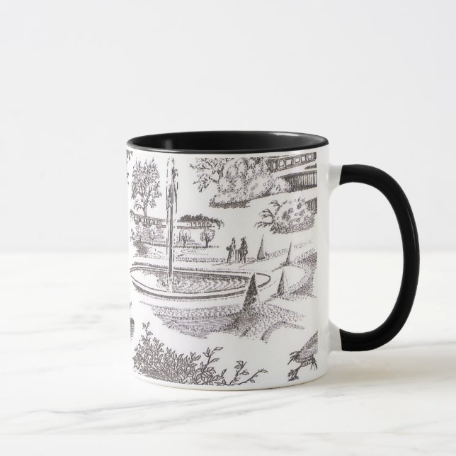 Black and White Toile Print Coffee Mug (Right)