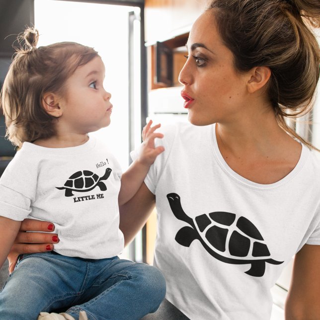 Black and White Tortoise Baby T-Shirt (hello little me newborn baby turtle.)