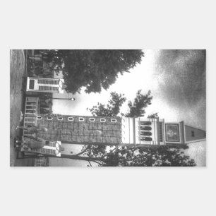 BLACK AND WHITE TOWER RECTANGULAR STICKER