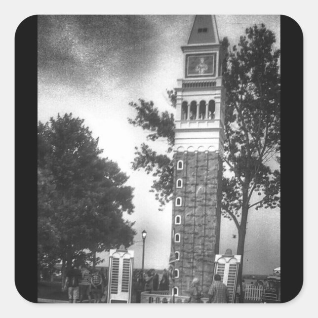 BLACK AND WHITE TOWER SQUARE STICKER (Front)