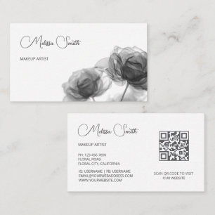 Black And White Transparent Flowers Business Card