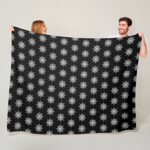 Black and White Treble Clef Snowflake Pattern Fleece Blanket