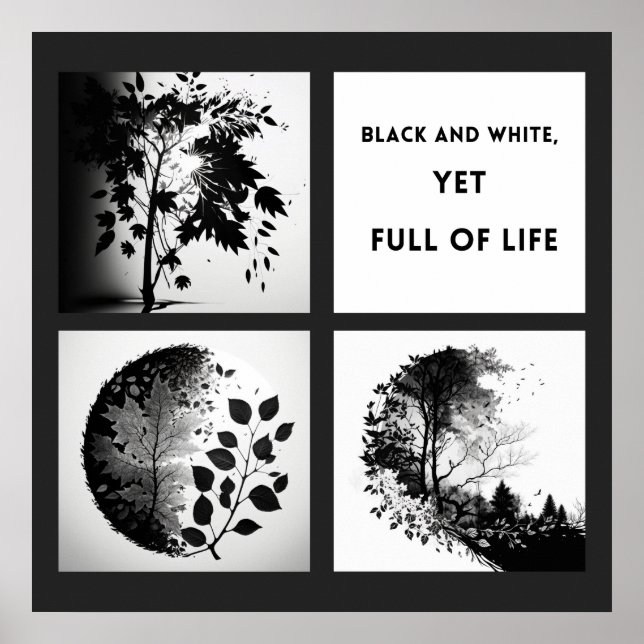 Black and White Tree and Leaf Set -original poster (Front)