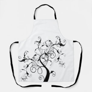 Black And White Tree Of Life Apron