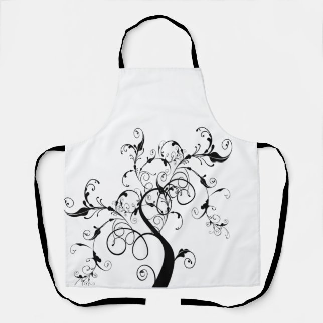 Black And White Tree Of Life Apron (Front)