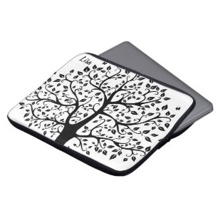 Black and White Tree of Life Electronics Bag