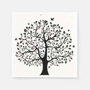 Black and White Tree of Life Paper Napkin
