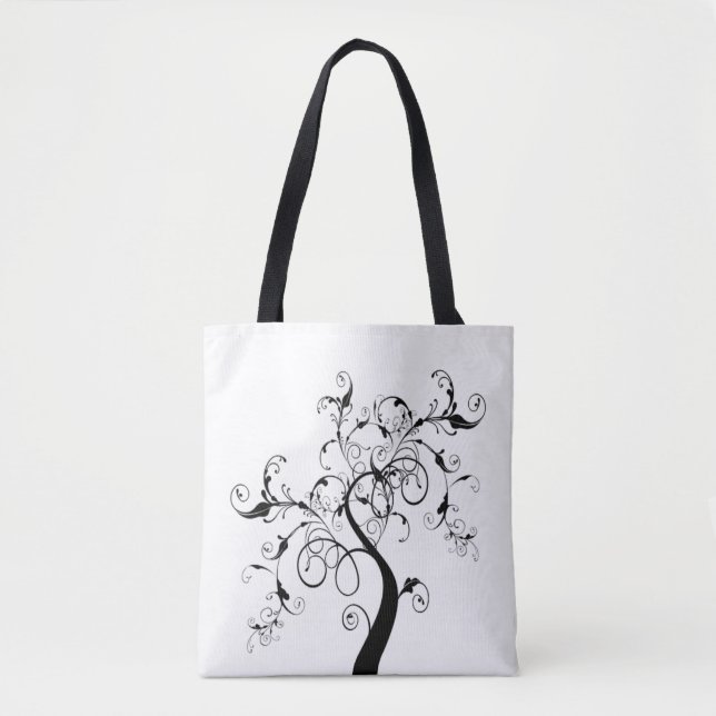 Black And White Tree Of Life Tote Bag (Front)