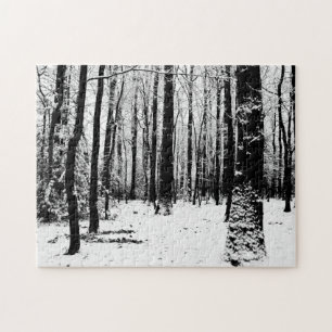 Black and white trees in the snow Jigsaw puzzle