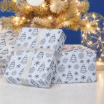 Black and White Trees Snowflakes Blue Christmas Wrapping Paper<br><div class="desc">Introducing our Vintage Frost Christmas Wrapping Paper, a delightful blend of timeless elegance and modern charm. The paper features a Super cute light blue Christmas background, reminiscent of clear winter skies and the serene beauty of freshly fallen snow. Against this soft and soothing backdrop, modern black and white Christmas ornaments,...</div>