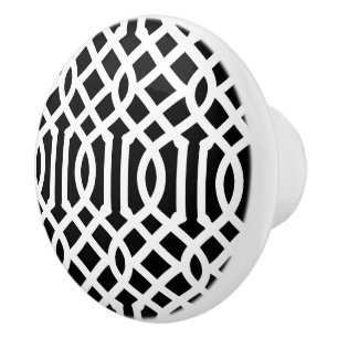 Black and White Trellis Ceramic Knob