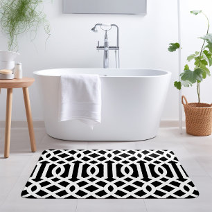 Black and White Trellis Pattern Bath Mat