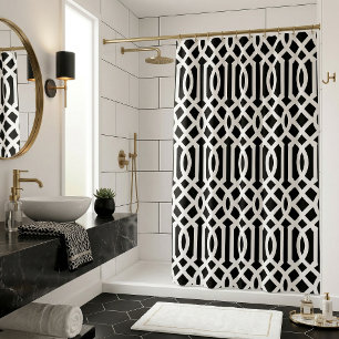 Black and White Trellis Pattern Shower Curtain