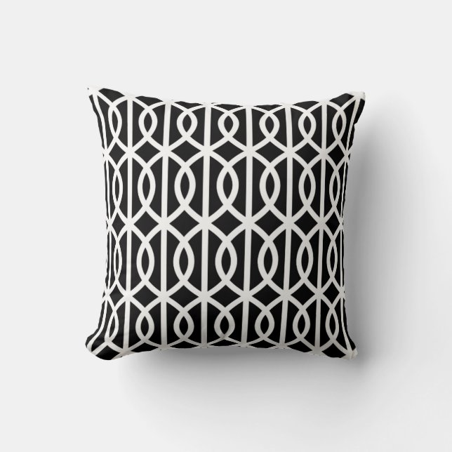 Black and White Trellis Pillow (Front)