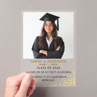 Black and white Trendy Modern Photo graduation Acrylic Invitations