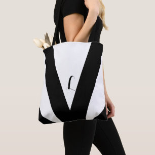Black and White Triangle and Slashes Tote Bag