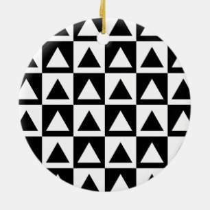 Black and White triangle geometric shape pattern Ceramic Tree Decoration