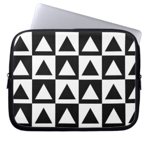 Black and white triangle geometric shape pattern laptop sleeve