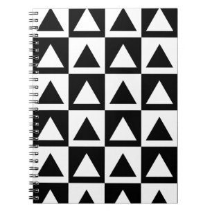 Black and White triangle geometric shape pattern Spiral Notebook