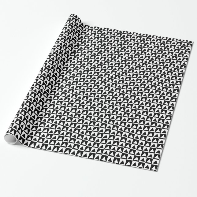 Black and White triangle geometric shape pattern Wrapping Paper (Unrolled)