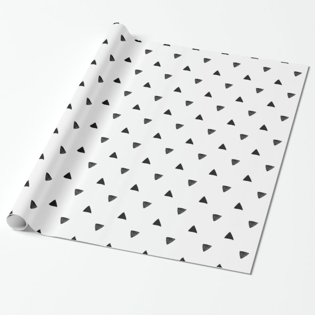 Black and White Triangle Hand Drawn Wrapping Paper (Unrolled)