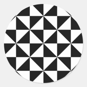Black And White Triangle Pattern Classic Round Sticker