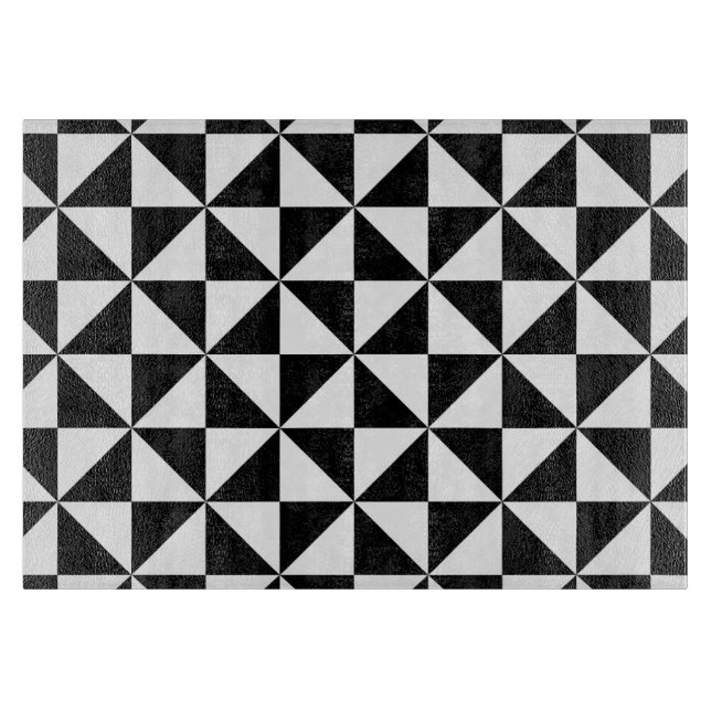 Black And White Triangle Pattern Cutting Board (Front)