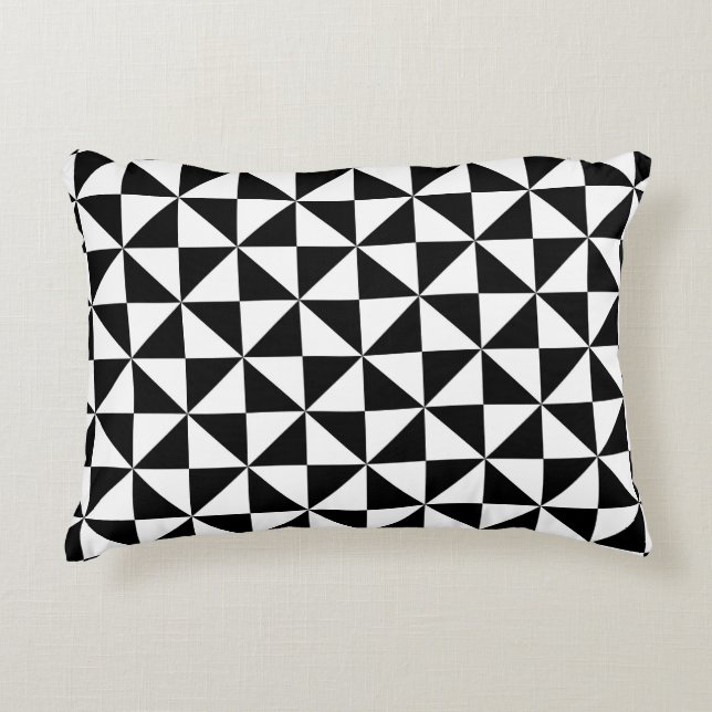 Black And White Triangle Pattern Decorative Cushion (Front)